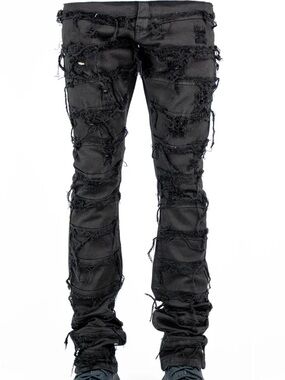 Men's Black Skinny Distressed Jeans - Ripped Slim Fit
